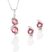Art.No.lr10883434ovskvd015- Сребърен комплект колие с обици винт Ксириус light rose от  