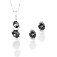 Art.No.sini10883434ovskvd015- Сребърен комплект колие с обици винт Ксириус silver night  от  