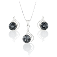 Art.No.sini10883939ovskvd015- Елегантен сребърен комплект с австрийски кристали silver night от  