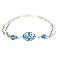 Art.No.aq4122148grs- Сребърна гривна с кристали Овал риволи aquamarine от  