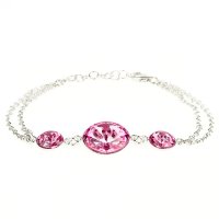 Art.No.r4122148grs- Сребърна гривна с кристали Овал риволи rose от  
