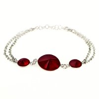 Art.No.rred4122148grs- Сребърна гривна с кристали Овал риволи red от  