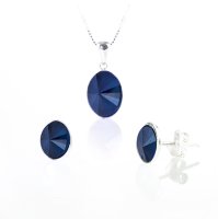 Art.No.rbl4122148setskvd015- Комплект колие с обици сребро 925 Овал риволи royal blue от  