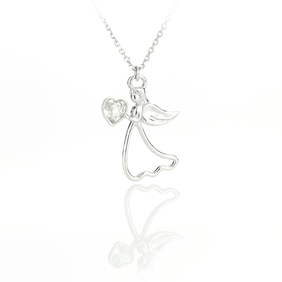 Сребърно колие Ангел crystal