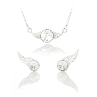Art.No.cr1122ss39ss29wingovsmir001- Сребърен комплект колие с обици Ривола крила crystal от  
