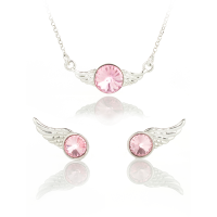 Art.No.lr1122ss39ss29wingovsmir001- Сребърен комплект колие с обици Ривола крила light rose от  