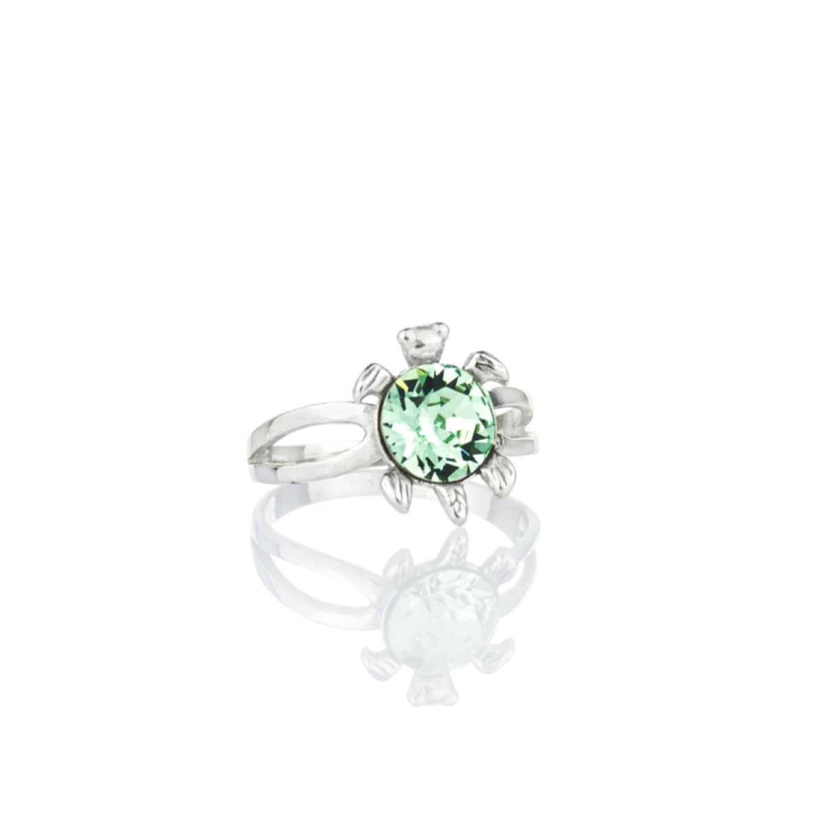 Сребърен пръстен Костенурка chrysolite