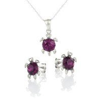 Art.No.am10883434kovsfzd025- Комплект колие с обици сребро 925 Костенурка amethyst  от  