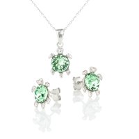 Art.No.ch10883434kovsfzd025- Комплект колие с обици сребро 925 Костенурка chrysolite от  