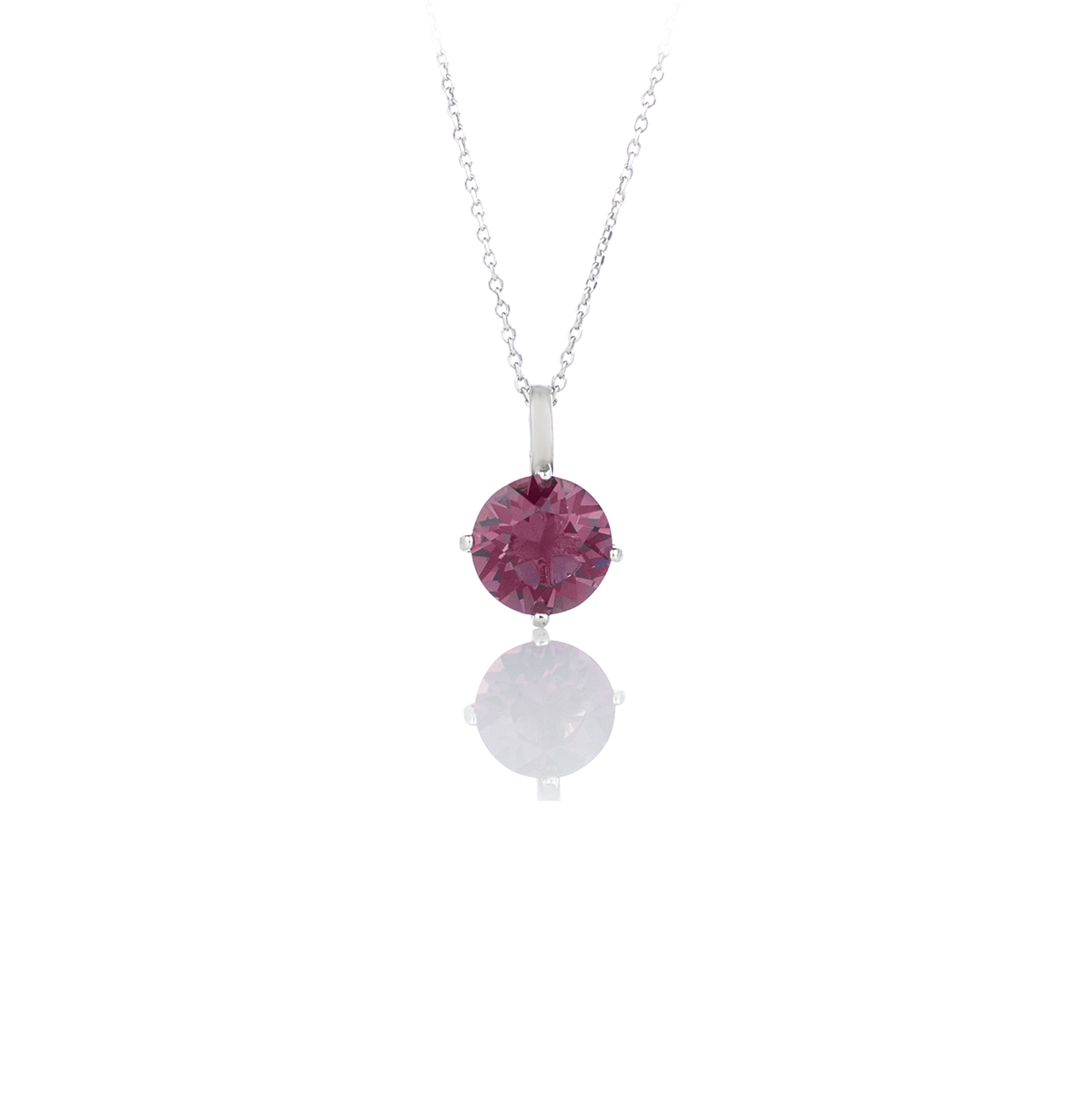 Сребърно колие с кристал 7мм amethyst