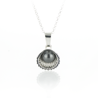 Art.No.bl58186shellvsrooosd- Сребърно колие Мида с перла black от  