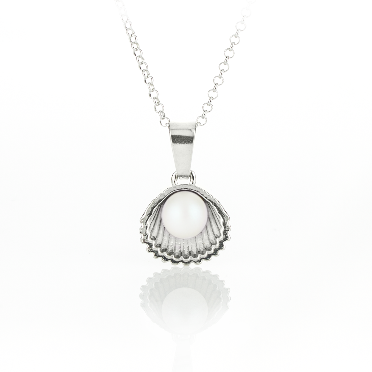 Сребърно колие Мида с перла pearlscent white