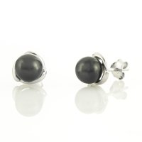 Art.No.blpearl803ovs- Сребърни обици винт с перли 8мм black от  