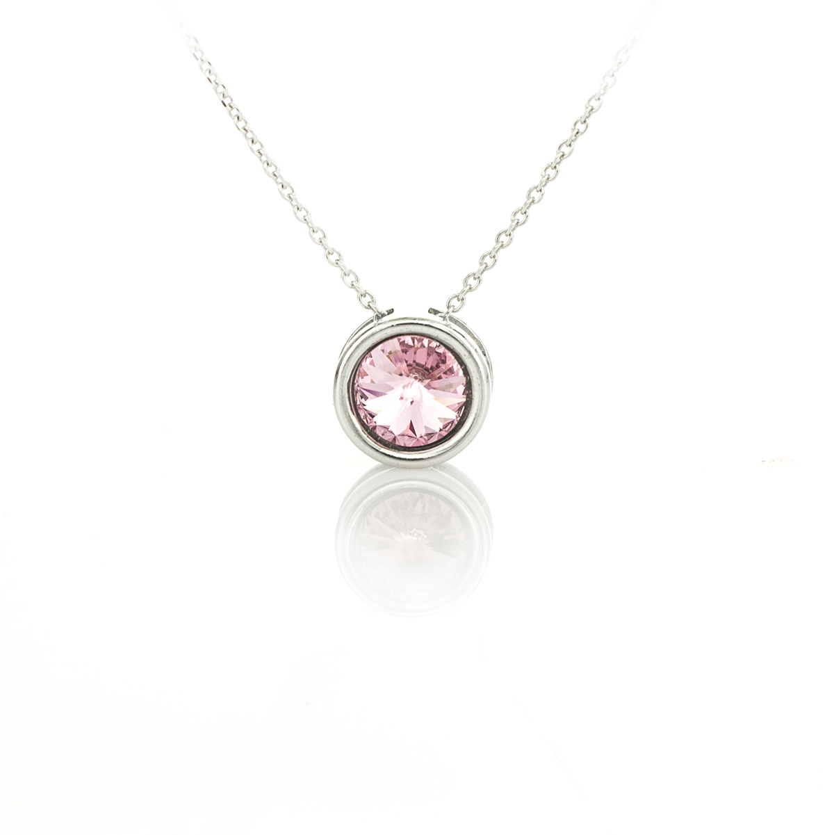 Сребърно колие Мини ривола раунд light rose 