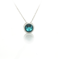 Art.No.blz1122ss29rminivsfzd025- Сребърно колие Мини ривола раунд blue zircon от  