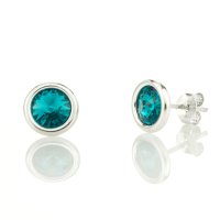 Art.No.blz1122ss29roundovs- Сребърни обици винт Мини ривола раунд blue zircon от  