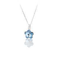 Art.No.aq474410vsfzd025- Сребърно колие с кристално цвете 10мм aquamarine от  