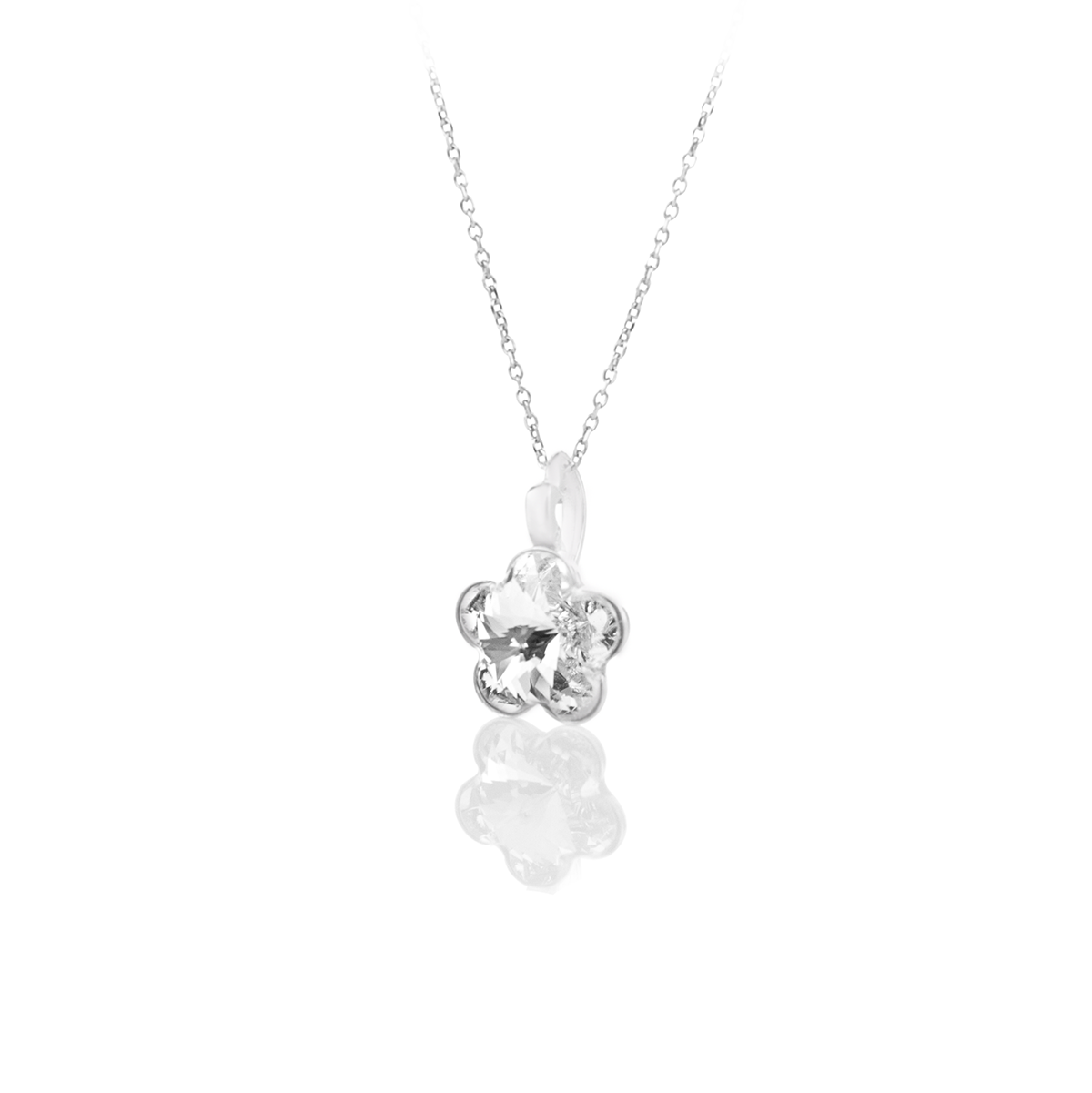 Сребърно колие с кристално цвете 10мм crystal