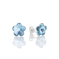Art.No.aq474410ovs- Сребърни обици винт с кристали Цвете 10мм aquamarine от  