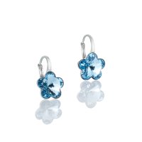 Art.No.aq474410ops- Сребърни обици панта с кристали Цвете 10мм aquamarine от  