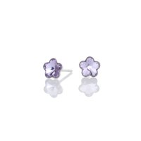 Art.No.v47446ovs- Детски сребърни обици винт с кристали Цвете 6мм violet от  