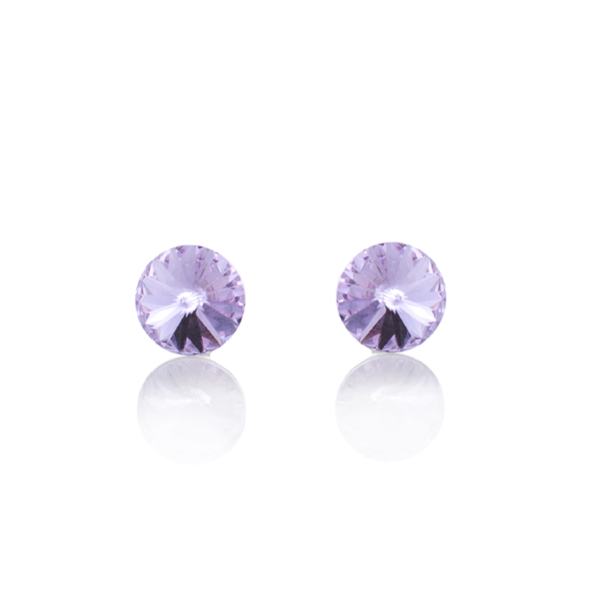 Сребърни обици с австрийски кристали Риволи 8мм violet 