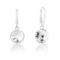 Art.No.cr112212dops- Сребърни висящи обици с австрийски кристали Риволи 12мм crystal от  