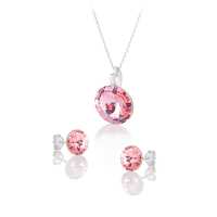 Art.No.lr11221239ovsfzd025- Комплект сребро 925 колие с обици винт Риволи light rose  от  