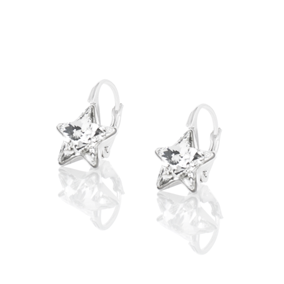 Сребърни обици Звезда с австрийски кристали  crystal