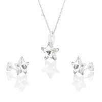 Art.No.cr47451010ovsfzd025- Сребърен комплект колие с обици винт Звезда crystal от  