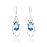 Art.No.bbldropindropdos- Елегантни сребърни обици с кристални капки bermuda blue от  