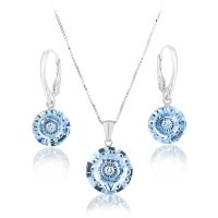 Art.No.aq16811612skvd015- Сребърен комплект с австрийски кристали Вижън раунд aquamarine от  