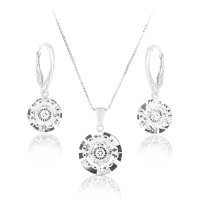Art.No.cr16811612skvd015- Сребърен комплект с австрийски кристали Вижън раунд crystal от  