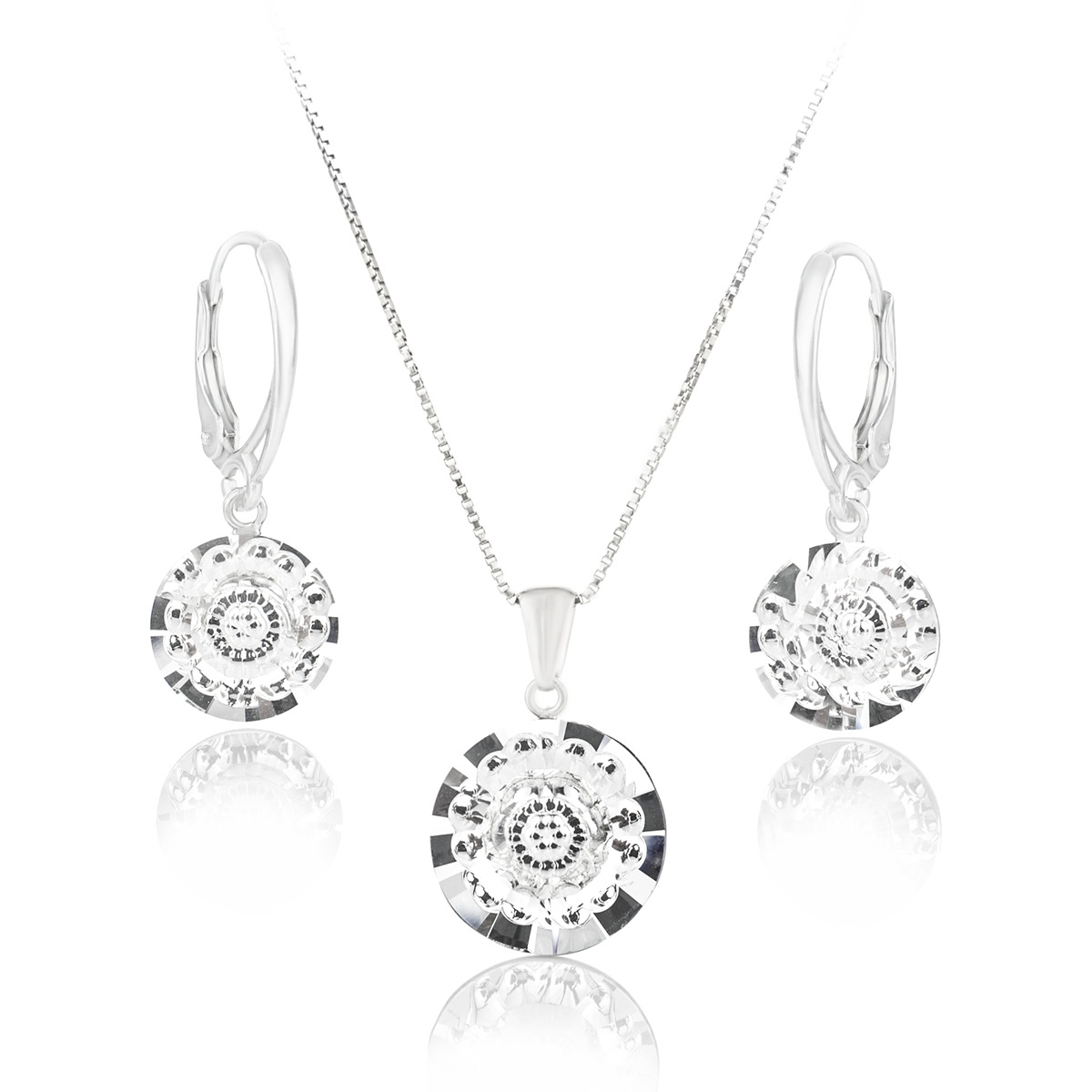 Сребърен комплект с австрийски кристали Вижън раунд crystal