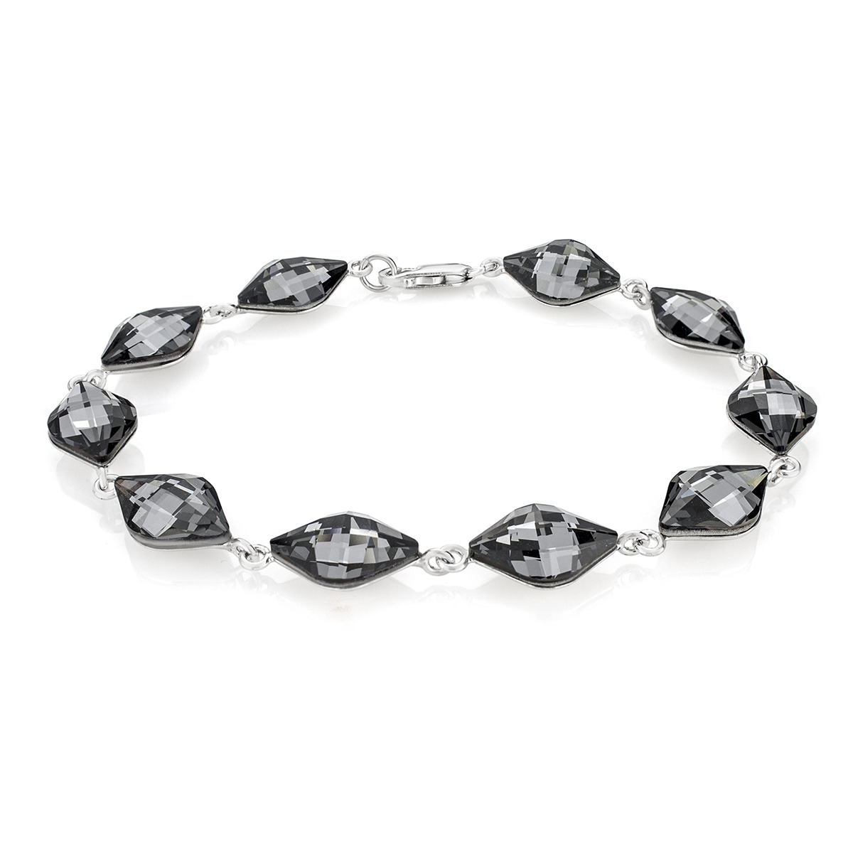 Сребърна гривна с ефектни кристали silver night 