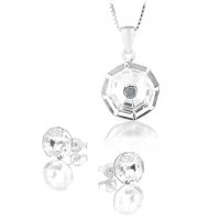 Art.No.cr4678148ovskvd015- Дамски сребърен комплект с кристали Соларис crystal от  