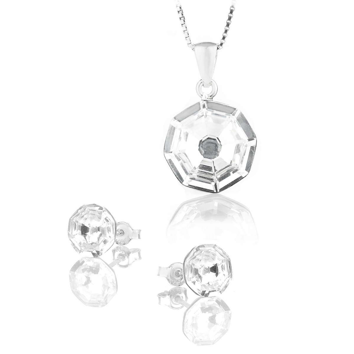 Дамски сребърен комплект с кристали Соларис crystal