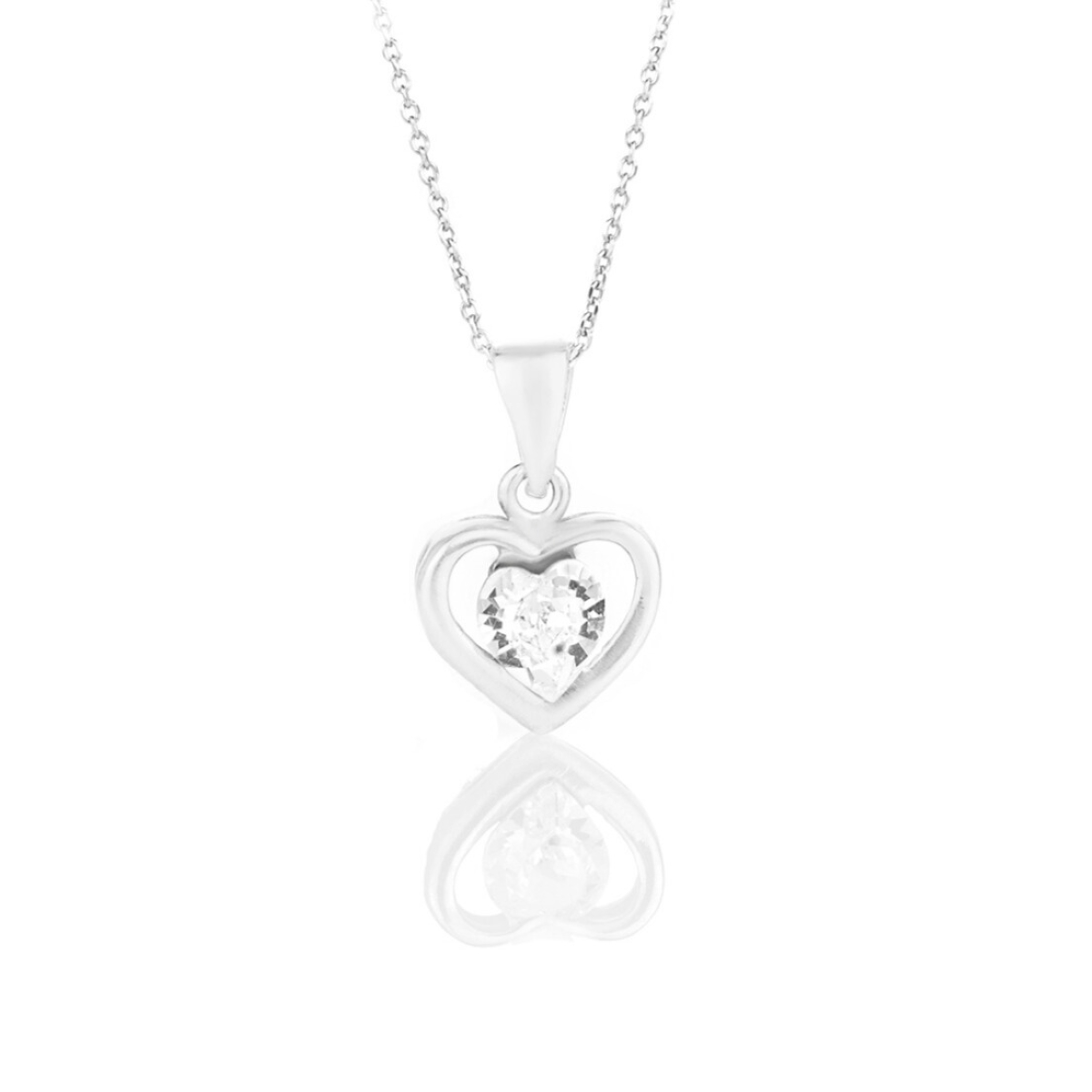 Сребърно колие Сърце с австрийски кристал crystal
