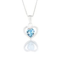 Art.No.aq48846vsfzd025- Сребърно колие Сърце с австрийски кристал aquamarine от  