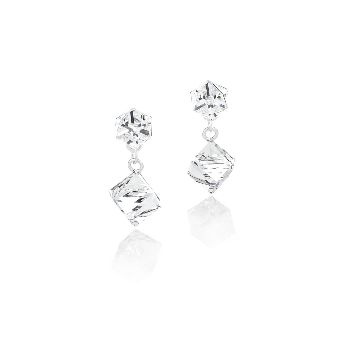 Обици сребро 925 Висящо кубче crystal