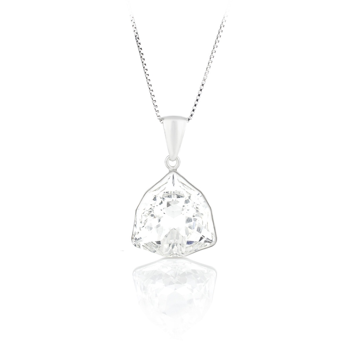 Сребърно кристално колие Трилиант 17мм crystal