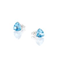 Art.No.aq47067ovs- Сребърни обици с кристали Трилиант 7мм aquamarine от  