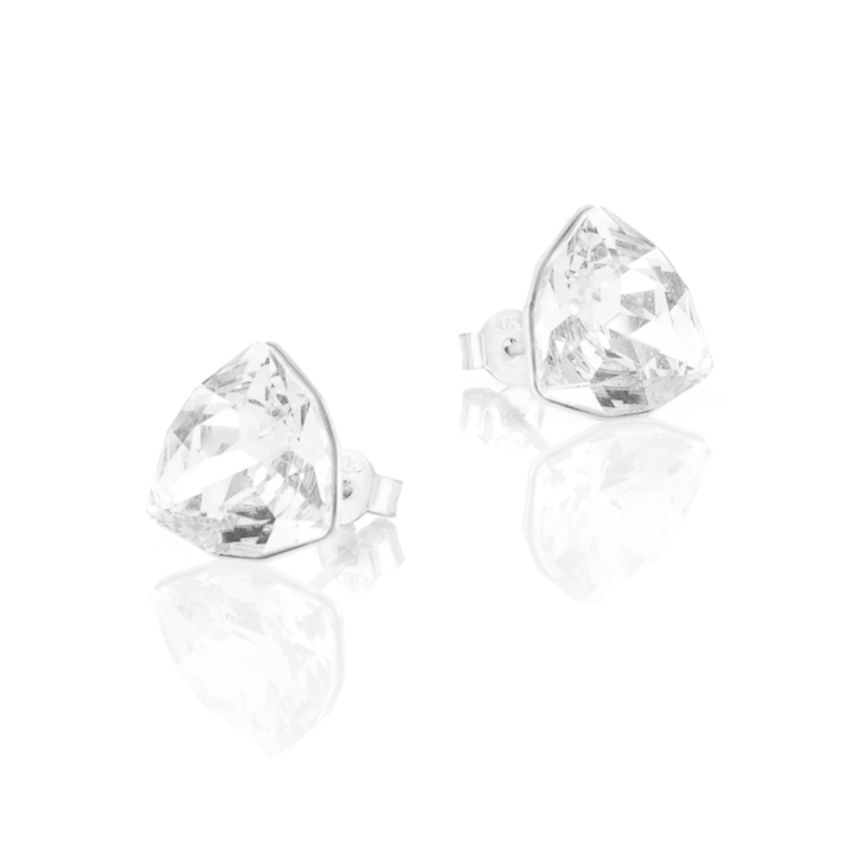 Сребърни обици с кристали Трилиант 12мм crystal