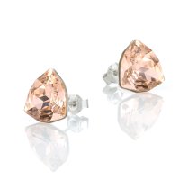 Art.No.lp470612ovs- Сребърни обици с кристали Трилиант 12мм light peach от  