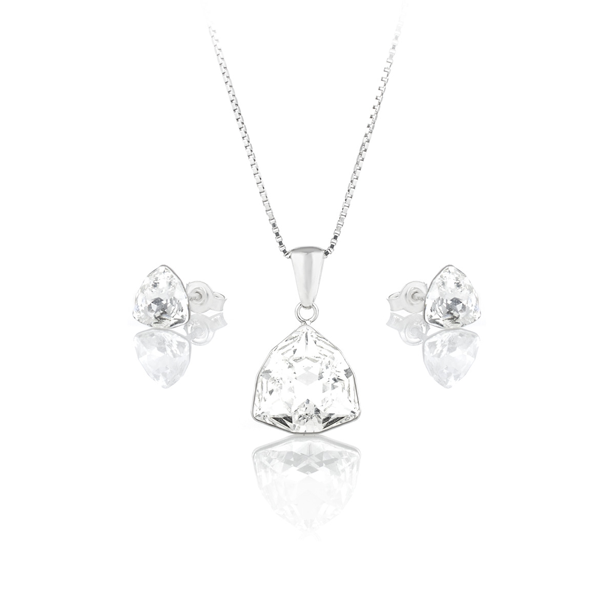 Комплект колие с обици винт сребро 925 Трилиант crystal