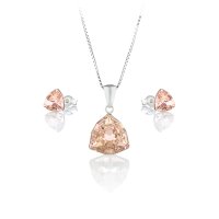 Art.No.lp4706127ovskvd015- Сет колие с обици винт сребро 925 Trilliant light peach от  
