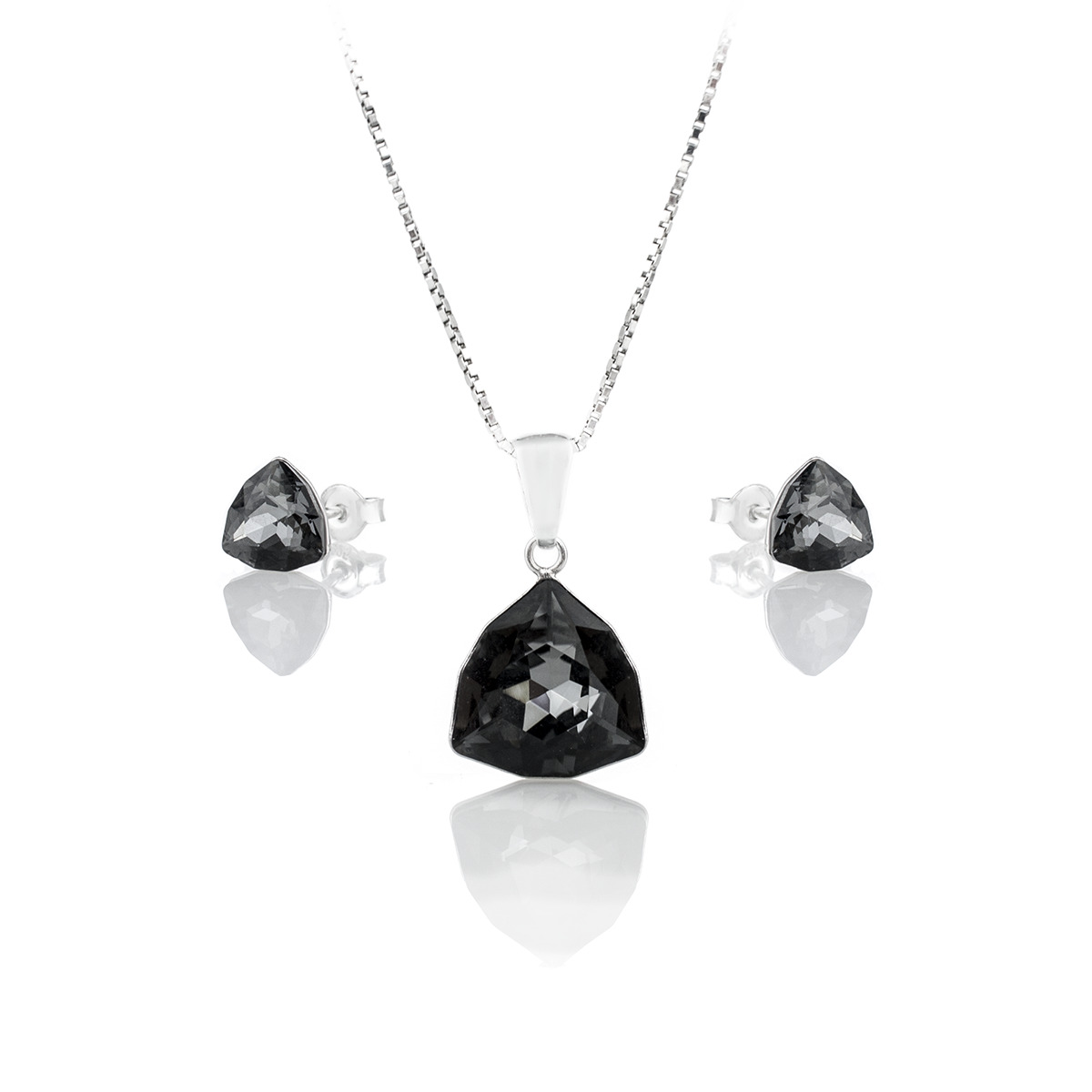Сет колие с обици винт сребро 925 Trilliant silver night