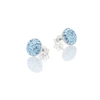 Art.No.aqsmallcircleincrovs- Сребърни обици винт Кръг с инкрустирани кристали aquamarine от  