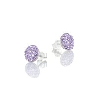 Art.No.vsmallcircleincrovs- Сребърни обици винт Кръг с инкрустирани кристали violet  от  