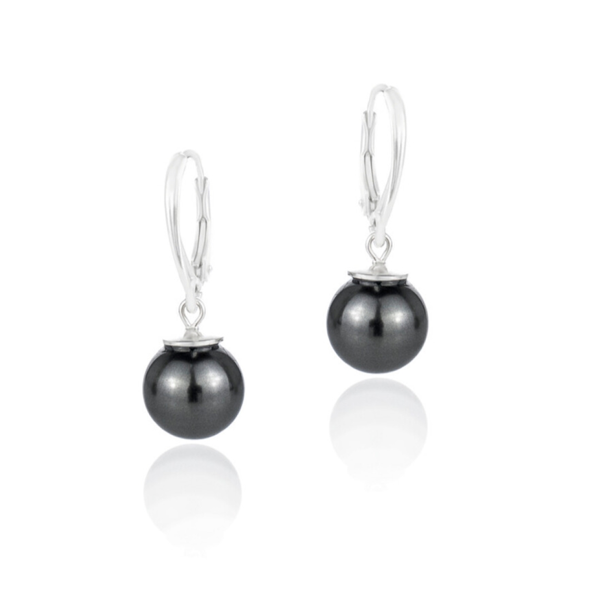 Висящи обици с перли сребро 925 dark grey
